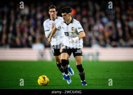 Valencia Football Club player Diego Lopez in action during a match at the Mestalla stadium, December 2023. Spain. Stock Photo