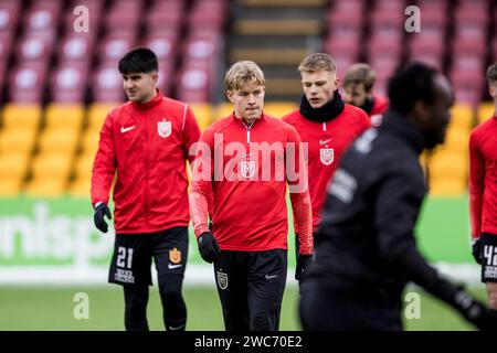 Farum, Denmark. 13th, January 2024. Lucas Hogsberg Of FC Nordsjaelland ...