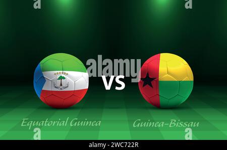 Equatorial Guinea vs Guinea-Bissau football scoreboard broadcast template for soccer africa tournament 2023 Stock Vector