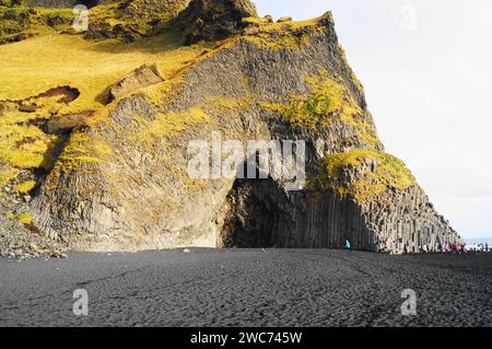 Reynisfjara Black Sand Beach and Reynisdrangar Cave near Vik, Southern Iceland Stock Photo