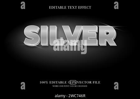 3D text effect with editable metal and silver concept. Stock Vector