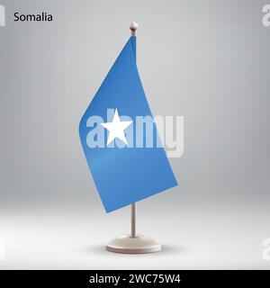 Flag of Somalia hanging on a flag stand. Usable for summit or conference presentaiton Stock Vector
