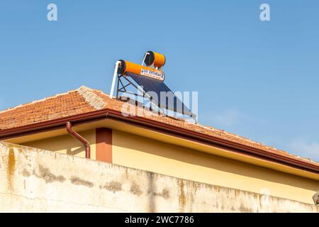 Solar water heater on a roof in Goreme Cappadocia turkey Stock Photo