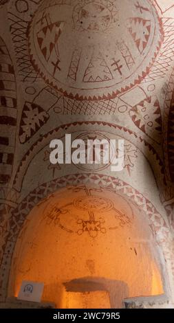 Ceiling decor St. Barbara Church frescoes, Goreme Open Air museum Cappadocia Turkey Stock Photo