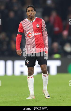 Southampton, UK. 13th Jan, 2024. Southampton defender Kyle Walker-Peters (2) in action during the Southampton FC v Sheffield Wednesday FC sky bet EFL Championship match at St.Mary's Stadium, Southampton, England, United Kingdom on 13 January 2024 Credit: Every Second Media/Alamy Live News Stock Photo