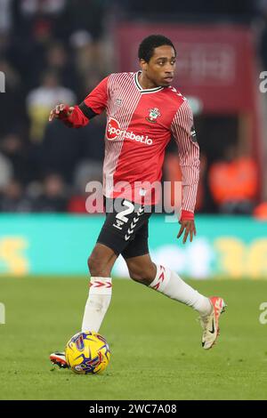 Southampton, UK. 13th Jan, 2024. Southampton defender Kyle Walker-Peters (2) in action during the Southampton FC v Sheffield Wednesday FC sky bet EFL Championship match at St.Mary's Stadium, Southampton, England, United Kingdom on 13 January 2024 Credit: Every Second Media/Alamy Live News Stock Photo