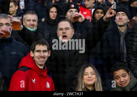 Rotterdam, Nederland. 14th Jan, 2024. ROTTERDAM, NEDERLAND - JANUARY 14: Fans and Supporters of Feyenoord during the Dutch Eredivisie match between Feyenoord and NEC Nijmegen at Stadion Feijenoord on January 14, 2024 in Rotterdam, Nederland. (Photo by Hans van der Valk/Orange Pictures) Credit: dpa/Alamy Live News Stock Photo