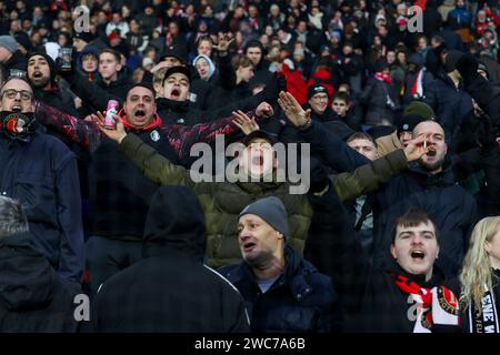 Rotterdam, Nederland. 14th Jan, 2024. ROTTERDAM, NEDERLAND - JANUARY 14: Fans and Supporters of Feyenoord during the Dutch Eredivisie match between Feyenoord and NEC Nijmegen at Stadion Feijenoord on January 14, 2024 in Rotterdam, Nederland. (Photo by Hans van der Valk/Orange Pictures) Credit: dpa/Alamy Live News Stock Photo