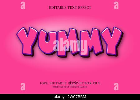 Yummy text effect template in 3d effect dimensions. Stock Vector