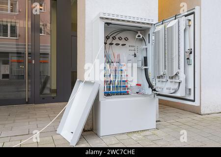 Fiber optic cable distribution cabinet Stock Photo
