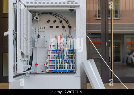 Fiber optic cable distribution cabinet Stock Photo