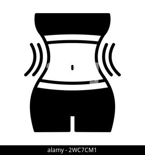 Weight loss solid icon with woman's waist. Slim female body sign. Graph ...