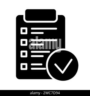 Month planning, to do list, time management with check mark vector solid icon. Graph symbol for fitness and weight loss web site and apps design, logo Stock Vector