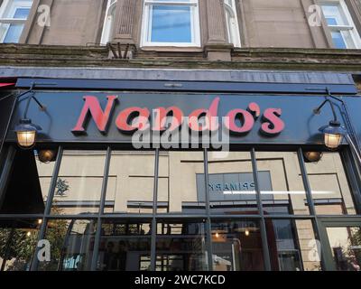 DUNDEE, UK - SEPTEMBER 12, 2023: Nando's Restaurant Sign Stock Photo