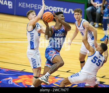 Kansas forward K.J. Adams Jr. after a dunk against Texas