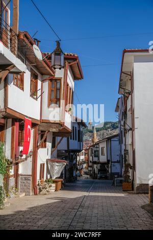 The street with old Ottoman houses in Tokat province. Stock Photo