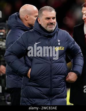 Manchester, UK. 14th Jan, 2024. Ange Postecoglou manager of Tottenham during the Premier League match at Old Trafford, Manchester. Picture credit should read: Andrew Yates/Sportimage Credit: Sportimage Ltd/Alamy Live News Stock Photo