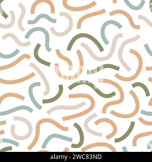 Pastel curved lines isolated on white background. Bold Squiggles. Stock Vector