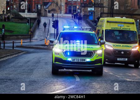 Ambulance on call in York City Centre,North Yorkshire,UK Stock Photo