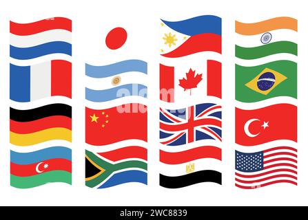 Different national flags clip-art. Vector collection Stock Vector