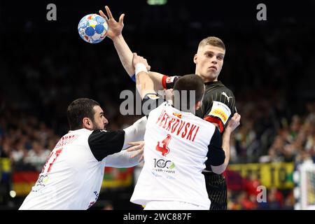 Berlin, Allemagne. 14th Jan, 2024. Martin Hanne of Germany during the Men's EHF Euro 2024, Group A handball match between North Macedonia and Germany on January 14, 2024 at Mercedes-Benz Arena in Berlin, Germany - Photo Piotr Matusewicz/DPPI Credit: DPPI Media/Alamy Live News Stock Photo