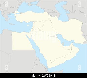 Political color map of Arabian Peninsula with borders of the states ...
