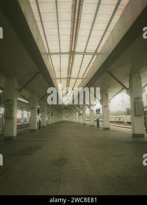 Empty perspective of  concrete room interior with daylight. Stock Photo