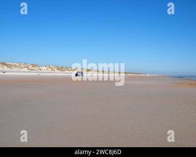 St. Augustine, Florida, United States - December 6, 2016: Ranger vehicle patrolling the beach in Anastasia State Park. Stock Photo