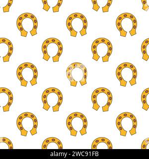 Gold Horseshoes Seamless Pattern. Cowboy Background. Vector flat illustration. Stock Vector