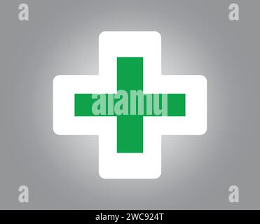 Green medical plus symbol logo icon editable vector isolated Stock Vector