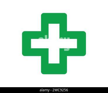 Green medical plus symbol logo icon editable vector isolated Stock Vector