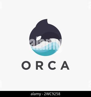 Abstract modern jumping orca killer whale logo icon vector on white background Stock Vector