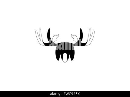 Cervalces latifrons Broad Fronted Moose minimal style icon illustration design Stock Vector