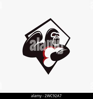 Angry screaming gorilla logo icon vector on white background Stock Vector