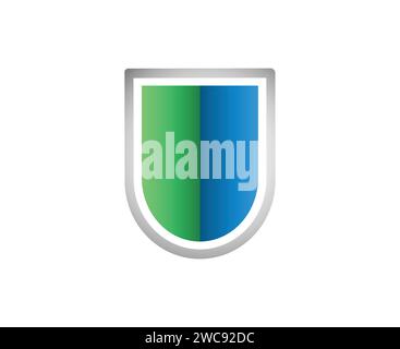 Shield icon symbol in green and blue. secure and protection icon vector illustration logo badge Stock Vector