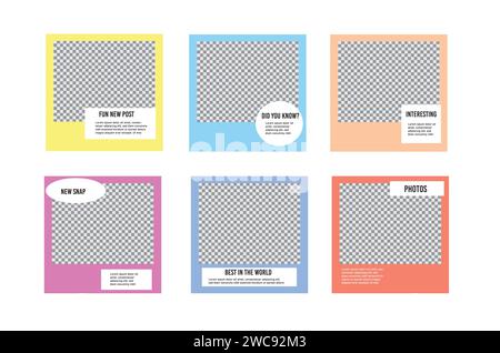 Polaroid frame style social media template. Digital marketing promotion flyers brand sales commercial advertising. Stock Vector
