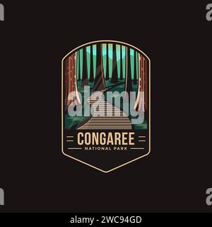 Emblem patch logo illustration of Congaree National Park on dark background Stock Vector
