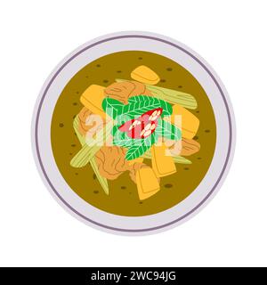 samlar kako soup traditional food cambodia made from green kroeung healthy fresh delicious meal Stock Vector