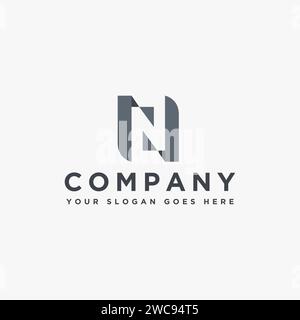 Abstract negative space Letter N logo vector icon on white background Stock Vector