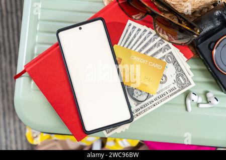 Preparing a credit card for travel Stock Photo