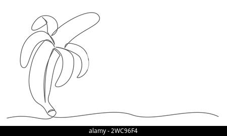 Banana One line drawing isolated on white background Stock Vector
