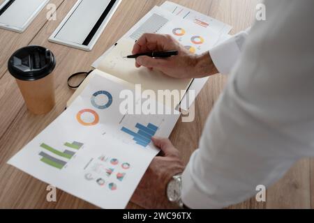 Experienced businessman communicating with his clients. High quality photo Stock Photo