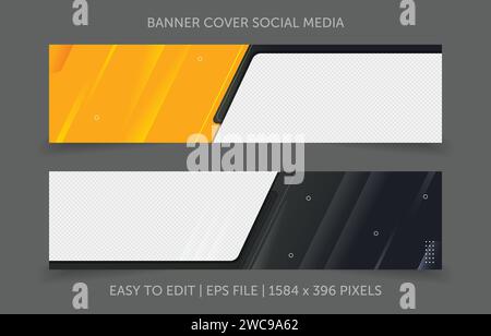 Template banner horizontal with image space replacement abstract background Stock Vector
