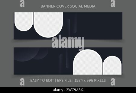 Template banner horizontal with image space replacement abstract background Stock Vector