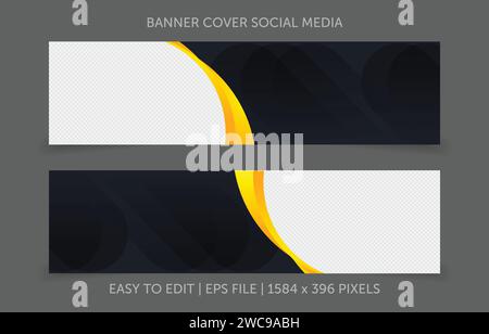 Template banner horizontal with image space replacement abstract background Stock Vector