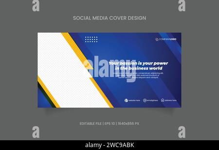 Banner design promotion blue and yellow color with abstract background Stock Vector
