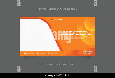 Banner orange gradient color abstract background template design social media and website promotion Stock Vector