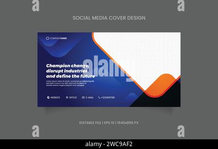 Banner design promotion blue and yellow color with abstract background Stock Vector