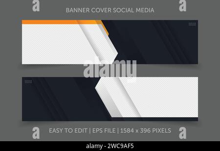 Template banner horizontal with image space replacement abstract background Stock Vector