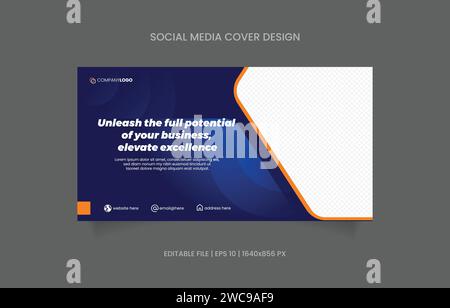 Banner design promotion blue and yellow color with abstract background Stock Vector